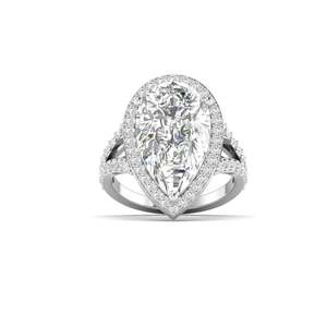 Anillo de compromiso solitario con diamante talla pera de 5.02 ct, color F, claridad VS, diamante cultivado en laboratorio en oro de 14 quilates, para ocasiones especiales y fiestas. - Product Image 3