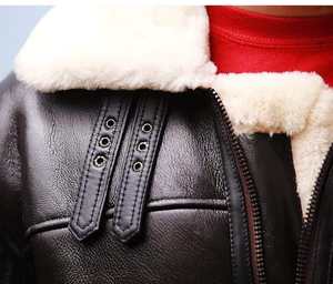 Invierno de piel sintética de cuero de los hombres Casual cremallera piloto cálido al aire libre más tamaño OEM motocicleta calle cuero genuino chaqueta caliente - Product Image 5