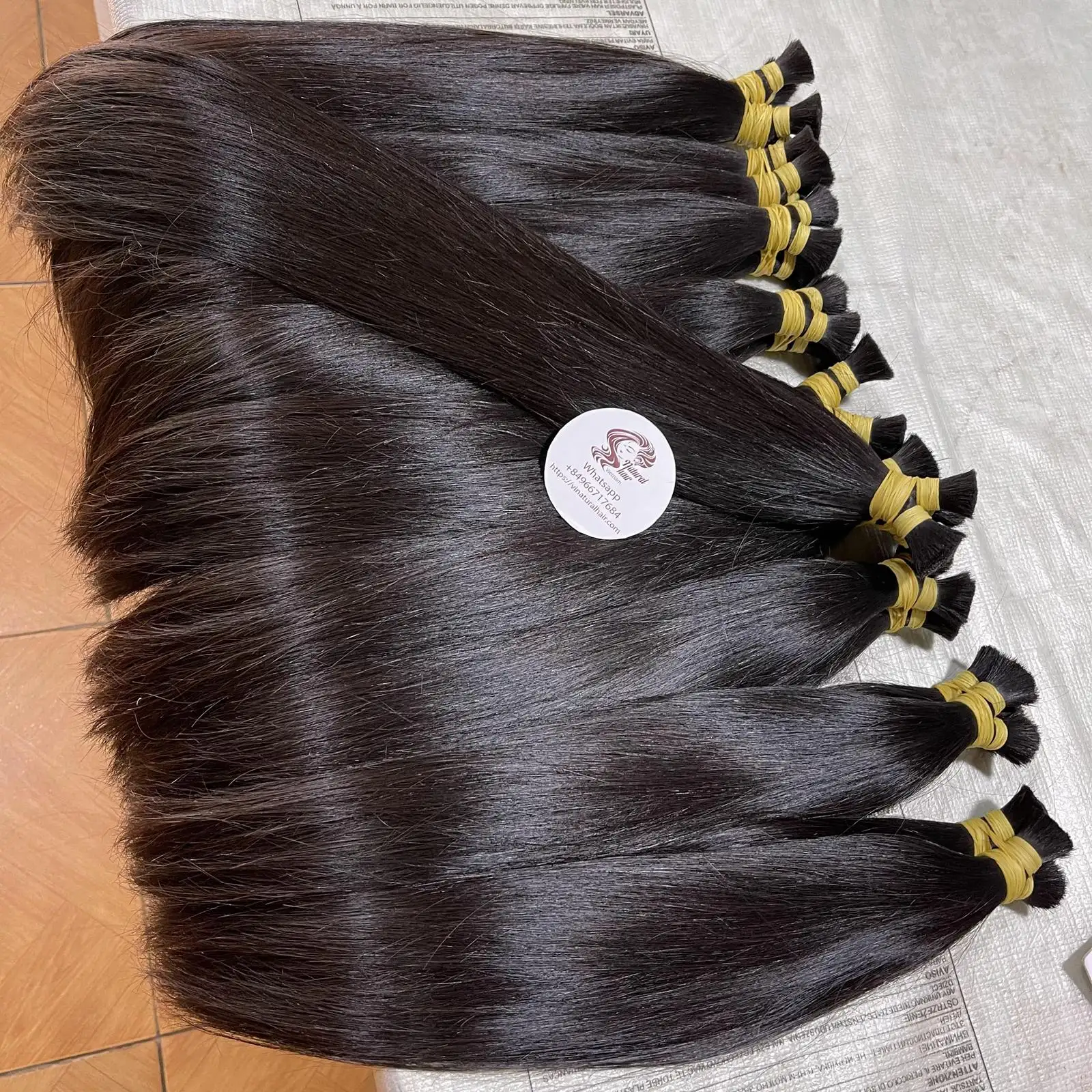 Extensiones de cabello a granel vietnamita de la mejor calidad al por mayor de fábrica sin trama, cabello humano gris