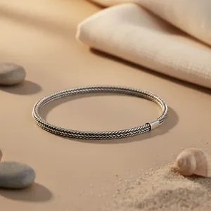 Bracelet en argent sterling 925 plaqué or 18 carats, chaîne tressée, style classique, unisexe, bijoux à porter tous les jours - Product Image 3