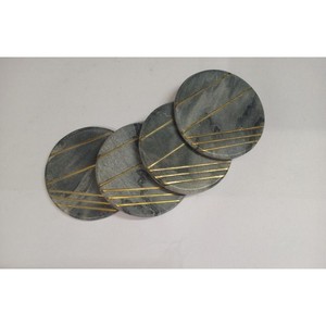 Sous-verres en marbre blanc sublimation naturelle et incrustation de métal sous-verres à thé en pierre de marbre personnalisés en gros - Product Image 5