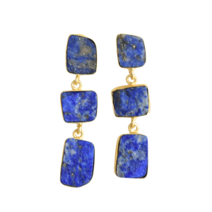 ต่างหูทองเหลืองธรรมชาติ งานฝีมือระดับพรีเมียม ผิวทองเหลืองซาติน ประดับด้วยหินกึ่งมีค่า สไตล์ทันสมัย ขายส่งจำนวนมาก - Product Image 1