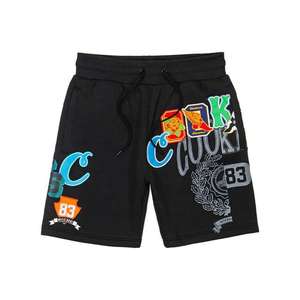 Stylish Men's Mid <b>Waistband</b> Plus Size Shorts High Street Style Custom Design Embroidery Patches 100% Cotton Terry Breathable - Product Image 1