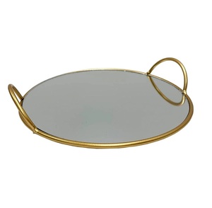 Organisateur de parfum de bijoux décoratifs de Noël en métal plateau de maquillage miroir doré plateau de vanité à bas prix. - Product Image 4