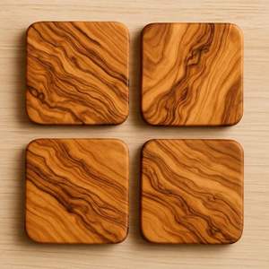 Ensemble de sous-verres en bois naturel pour verres à boire Protection de table pour tout type de table Ensemble de sous-verres en bois - Product Image 2