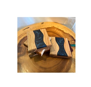 Posavasos creativo de madera y resina para forma cuadrada de color verde y bebida de café té para Bar regalos para el hogar - Product Image 2