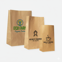 Sacs à emporter en papier kraft biodégradable classiques et durables avec logo personnalisé, faits à la main, couleur kaki, emballage alimentaire pour restaurant, automatique, carré