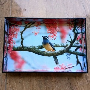 Bandeja de servicio rectangular de madera de lujo con hermoso diseño impreso de esmalte para servir comida en la cocina del hogar USO DE LA India - Product Image 1