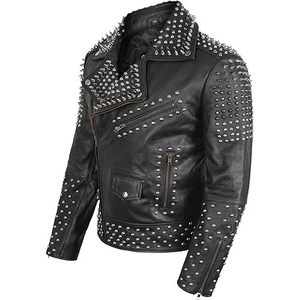 Chaqueta de Cuero Estilo Punk Otoñal, Piel de Oveja Genuina, Reversible, con Cierre, Impermeable - Product Image 2