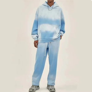Ensemble de survêtement pour homme avec dégradé de couleurs, sweat-shirt à capuche surdimensionné, pantalon de survêtement à jambes larges, vêtements de mode streetwear - Product Image 2