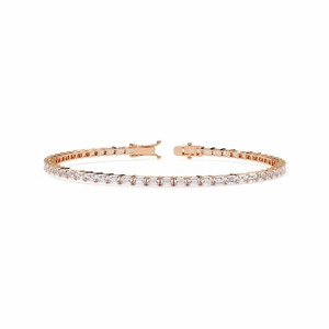 9K <b>Rose</b>/Yellow/White <b>Gold</b> Lab Grown Baguette Diamond Vintage Rhodium Plated IGI Certified Women's Tennis Bracelet OEM Jewelry - Product Image 2
