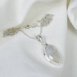 Pendentif en pierre de lune arc-en-ciel Marquise, bijoux en argent sterling 925, pierre précieuse, collier fait à la main pour femmes - Product Image 2