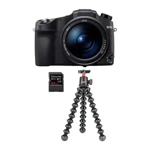Cyber-shot DSC-RX10 IV 20.1mp数码相机黑色捆绑包，配有GorillaPod 3k套件黑色，64gb SDXC U3卡