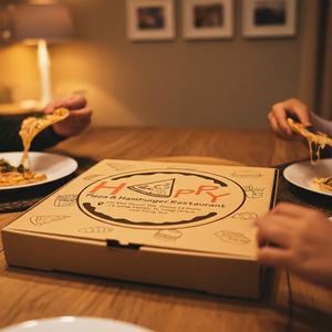 Caja de Pizza de Papel Kraft Ecológica Premium, Embalaje de Grado Alimenticio, Apta para Microondas y Reciclable para Servicio de Entrega a Domicilio de Restaurantes - Product Image 4