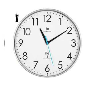 JUSTAMINUTE 30cm Silver <b>Radio</b> <b>Controlled</b> Wall <b>Clock</b> Model 00917RCS - Product Image 1