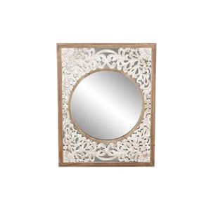 Miroir encadré de style moderne de meilleure qualité Miroir rond mural 40x40cm en bois naturel marron Miroir fabriqué en bois poli - Product Image 2