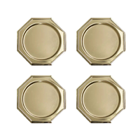 Lot de 4 sous-verres en métal hexagone plaqué or Vaisselle de bar polyvalente Décoration de table élégante Fabriquée en Inde