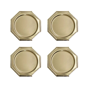 Lot de 4 sous-verres en métal hexagone plaqué or Vaisselle de bar polyvalente Décoration de table élégante Fabriquée en Inde - Product Image 1