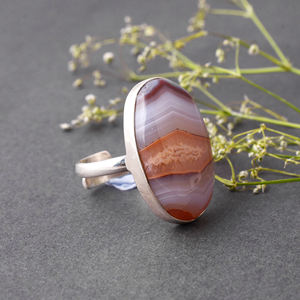 Anillo fino de Plata de Ley 925, joyería de piedras preciosas de ágata Natural de gran tamaño - Product Image 3