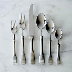 Ensemble de couverts classiques en acier inoxydable de forme ronde couverts en acier inoxydable argenté mat poli couverts de tourbillon antique - Product Image 1