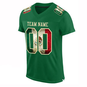 Adult Team Football Jersey With Player Name And Number <b>Green</b> Color Plus Size American Football Uniform With <b>Mesh</b> Panels - Product Image 1