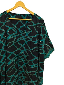 Caftan en soie vert Sari Caftan en soie Robe de nuit douce Robe de jardin pour femme Caftan taille libre - Product Image 3