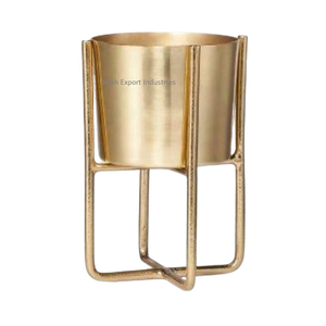 Nueva maceta decorativa de Metal chapada en oro con soporte para Patio, hogar, jardín, decoración de césped, maceta redonda de flores - Product Image 1