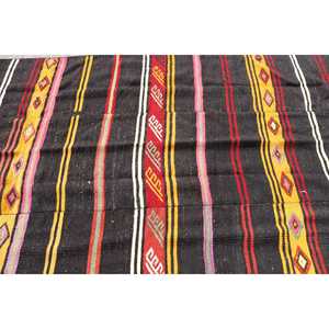 Vintage Large Rug 5.2x12.3 ft, Turkish Kilim <b>Brown</b> Moroccan <b>Wool</b> Rug - Product Image 5