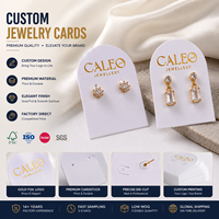 Vente en gros de cartes de bijoux personnalisées, logo imprimé populaire à la mode, cartes de boucles d'oreilles en feuille d'or, étiquettes volantes pour collier et cartes de bijoux