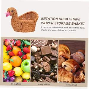 Cesta tejida hecha a mano, organizador de espacio interior con mimbre de imitación para decoración del hogar, almacenamiento de aperitivos hecho de bambú de mimbre - Product Image 2