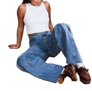 กางเกงยีนส์สีฟ้าสำหรับผู้หญิงที่มีคุณภาพดีที่สุดหรูหราเงียบสำหรับสวมใส่ในชีวิตประจำวันสุดเท่ลำลองและใส่สบาย - Product Image 3