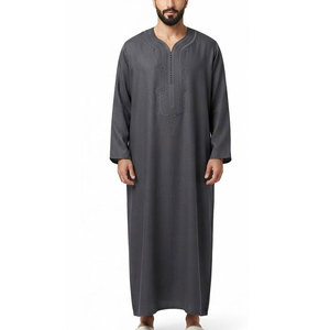 Elegant <b>Moroccan</b> Jubba Men Traditional Muslim Wear Lightweight Breathable Cotton Casual Ankle Length Comfortable Fit Spring Long - Product Image 1