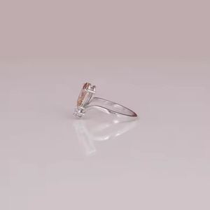 Pink Pear and Round Cut Custom 10/14/18KT Solid Gold Engagement Ring Lab Grown Diamond Gold Plated and Certified Ring - Product Image 3