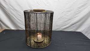 Linterna de Metal negro/dorado hecha a mano, decoración del hogar de gama alta, candelabro colgante en forma de pilar de hierro, vidrio de madera personalizado para - Product Image 2