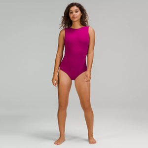 Customized High Waist One Piece Women's Tummy Control Stretch Solid Color Backless Neck Sleeveless <b>Bodysuit</b> - Product Image 2