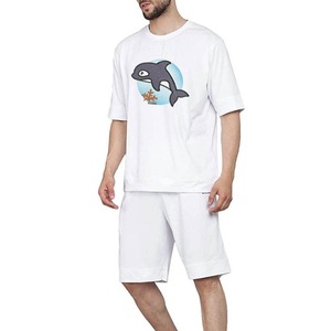 ชุดเสื้อยืดกางเกงขาสั้นสำหรับผู้ชายใส่อยู่บ้านระบายอากาศใส่สบายไซส์ใหญ่พิเศษเป็นมิตรกับสิ่งแวดล้อมฤดูร้อน - Product Image 1