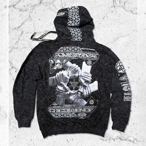 Ropa Urbana de Invierno de Alto Gramaje, Teñida, con Lavado Ácido y Efecto Desgastado, con Logotipo Bordado Personalizado, Estilo Oversize High Street - Product Image 1