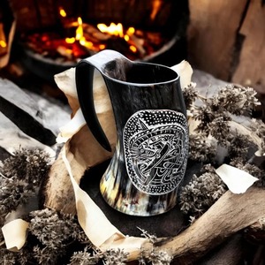 Offre Spéciale tasse en corne naturelle faite à la main avec poignée bière pour verres de style médiéval et viking disponible pour quantité en vrac - Product Image 4