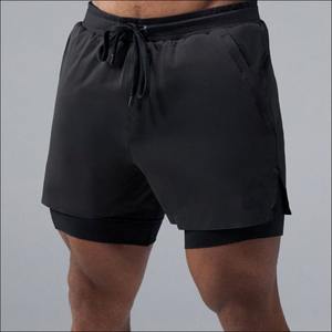 7 pouces entrejambe Double couche maille Shorts respirant séchage rapide haute qualité Compression doublure téléphone poche 2 en 1 Shorts pour hommes - Product Image 6