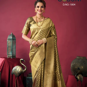 Saree Zari en soie pure et douce de créateur tissage traditionnel pakistanais tenue de fête de mariage pour femmes saree indien pakistanais - Product Image 3