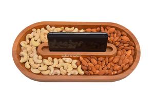 Plateau à collations en bois de forme ovale avec support mobile intégré, plateau de service multifonctionnel fait main pour lit, canapé ou bureau - Product Image 4