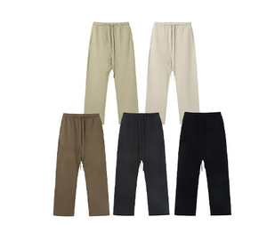 2025 nouvelle rue Plus décontracté jambe droite pantalon large léger polaire lâche cordon taille moyenne plat OEM Service disponible - Product Image 6