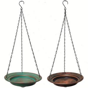 Bain d'oiseaux moderne en fonte réglable et antirouille, avec bassin amovible et éclairage, ornement de jardin suspendu pour cours et terrasses - Product Image 2