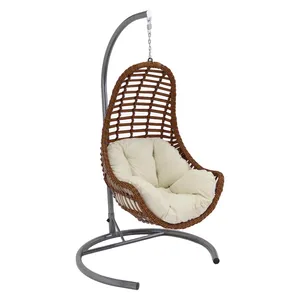 Fatto a mano UV Kule Rattan mobili da esterno Indoor Wicker Garden Adult Patio altalene Hanging Egg Swing Chair con supporto in metallo
