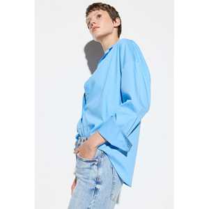 Blusa Casual Oversize de Satén con Logotipo Frontal, 100% Algodón, Manga Larga - Product Image 3