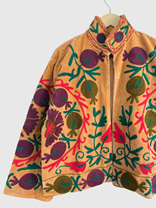 Veste florale brodée à la main, col mandarin, manches longues, coton, style Prairie Chic, vêtements d'automne pour femmes adultes - Product Image 4
