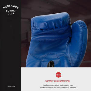 Gants de boxe en cuir de haute qualité avec logo personnalisé imprimé, sangle réglable, design à lacets qui brillent dans le noir, utilisation quotidienne, séchage rapide - Product Image 3