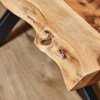 Table pliante en bois d'acacia de haute qualité à bord naturel, design industriel, tables à manger et tables basses pour la maison, l'hôtel, la villa