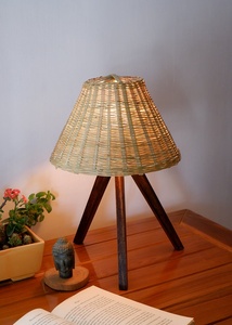 Handmade Customized Design Farmhouse Style Rattan Cane Desk Lamp with 2700K Warm White LED Shade Table Lamp <b>Decorative</b> <b>Lighting</b> - Product Image 6