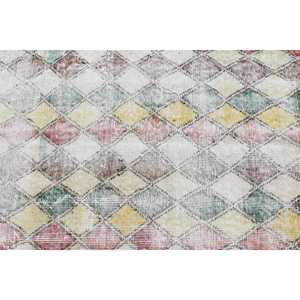 Tapis d'appoint vintage 3,7x4,1 pi (114x125 cm), tapis turc vert Ikat - Product Image 5